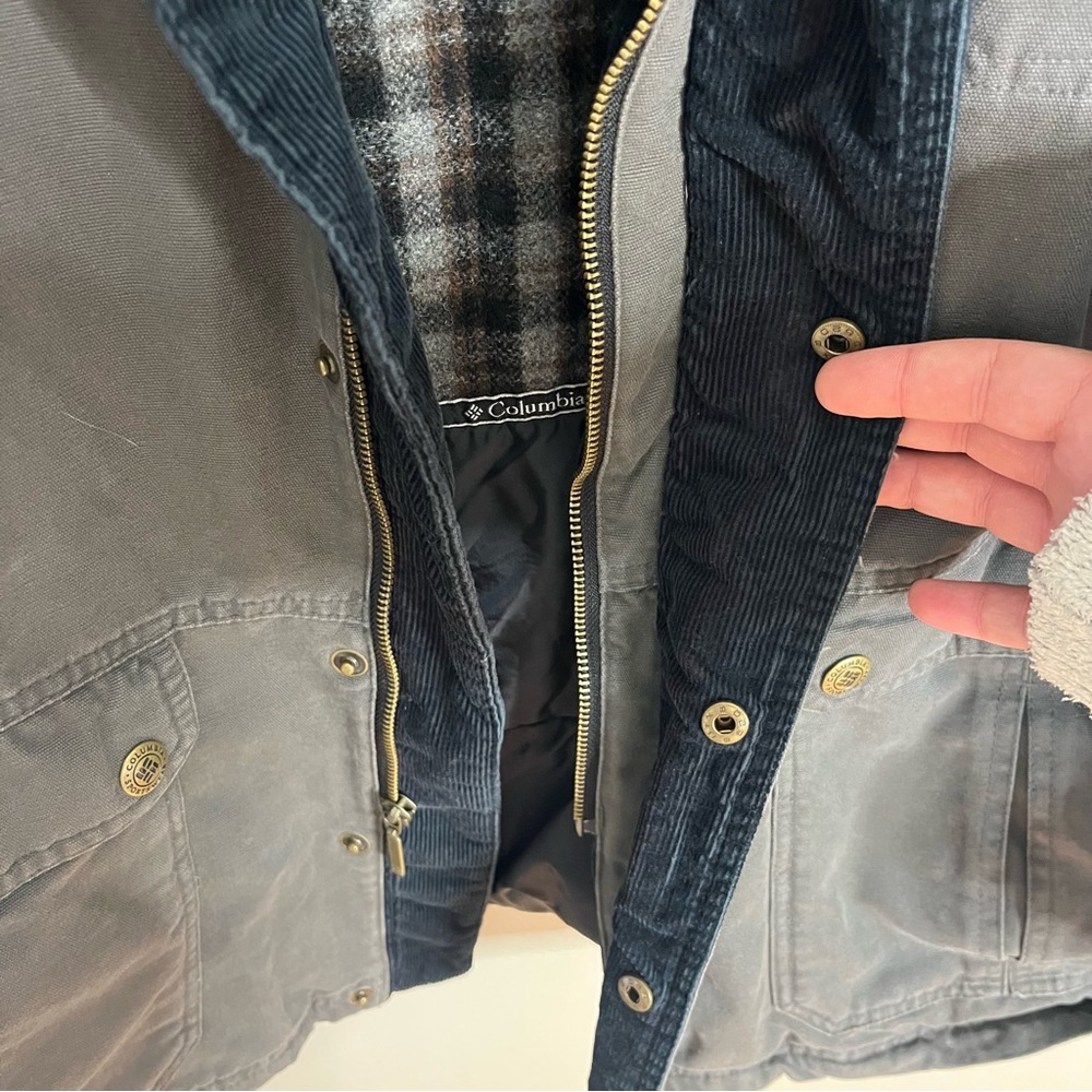 Columbia Size XL Men's Barn Coat Insulated Corduroy Collar Denim Chore Grey - Picture 6 of 9